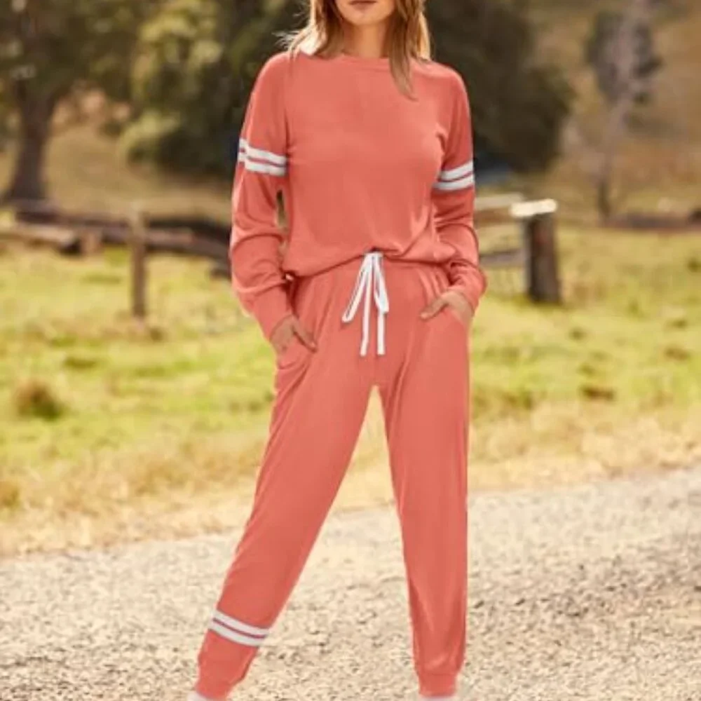 Soft Lounge Set 2 Piece Tracksuit Jogger Pants Long Sleeve Top Minimal Chic_6